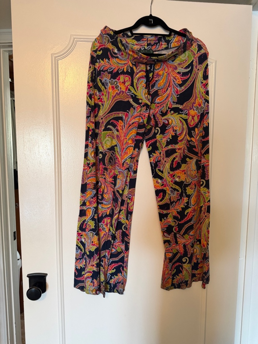 Lauren Ralph Lauren Paisley Wide-Leg Pants - Navy Multicolor